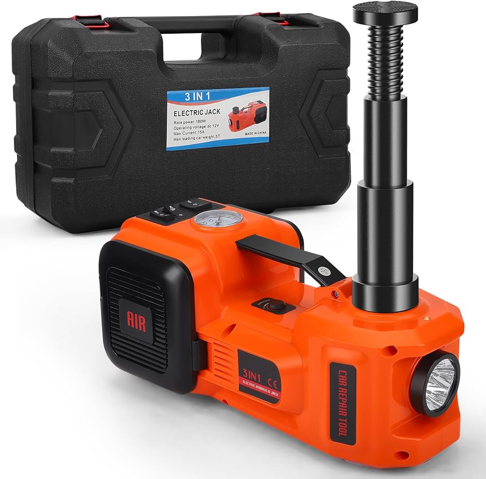 🚗 Kit d'Urgence Voiture | Cric Hydraulique Électrique 5T - Sécurité & Autonomie